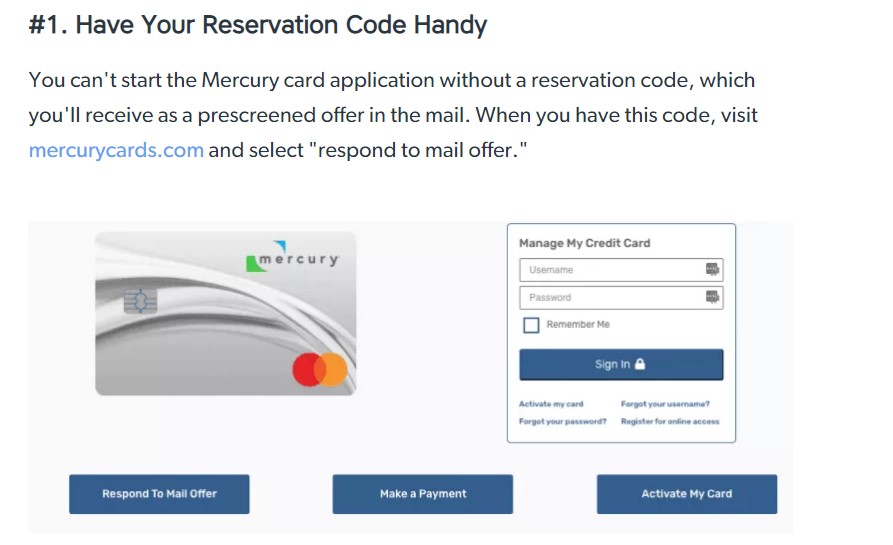 Mercury Mastercard Reservation